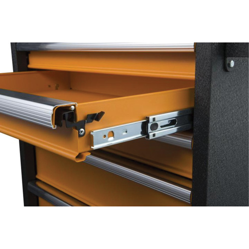 Armoire roulante pour outils s&eacute;rie GSX, 6 tiroirs, 36" la x 18-1/5" p x 37-2/5" h, Noir/Orange Les Fournitures Industrielles Méga