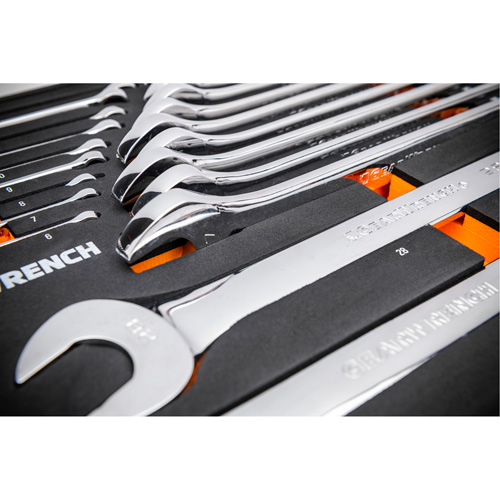 12-Point Long Pattern Combination Metric Wrench Set in Foam Storage Tray, Open-Ended, 24 Pieces, Metric Les Fournitures Industrielles Méga