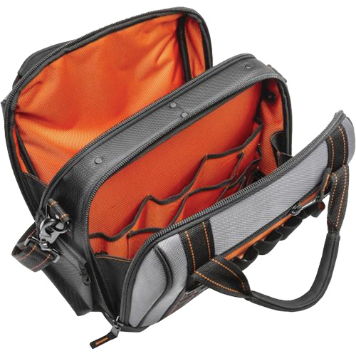 Sac ouvert de 14" pour outils d'ouvrier, Polyester, 32 pochettes, Noir/Gris Les Fournitures Industrielles Méga