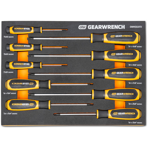 Torx&reg; Dual Material Screwdriver Set in Foam Storage Tray, 10 Pcs. Les Fournitures Industrielles Méga