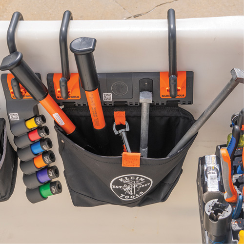 Module de poche pour quincaillerie avec crochet en S Bucket Work Centre, Nylon, 1 pochettes, Noir/Orange Les Fournitures Industrielles Méga