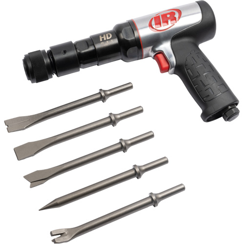 5-Piece Heavy-Duty Air Hammer with Chisel Set, 2.66 CFM, 1/4" NPT, 2600 BPM, 3/4" x 3" (19mm x 76mm) Les Fournitures Industrielles Méga