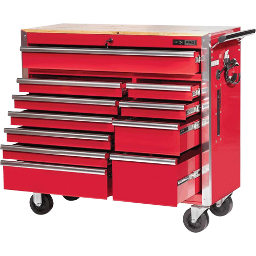 PRC4211 Armoire roulante de s&eacute;rie Pro, 11 tiroirs, 42" la x 18" p x Rouge Les Fournitures Industrielles Méga