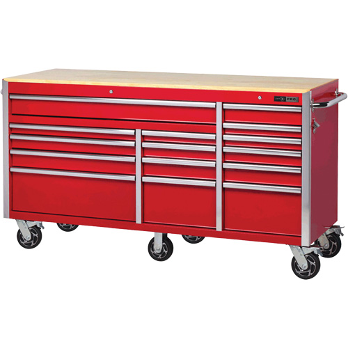 PRC7215 Pro Series Roller Cabinet, 15 Drawers, 72" W x 24" D x Red Les Fournitures Industrielles Méga