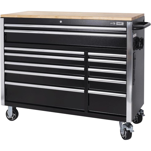 HDRC5212 Armoire mobile de s&eacute;rie HD, 12 tiroirs, 51-1/4" la x 21" p x 40-3/10" h, Noir Les Fournitures Industrielles Méga