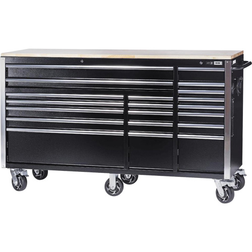 HDRC7220 HD Series Roller Cabinet, 20 Drawers, 72" W x 24" D x 42-3/10" H, Black Les Fournitures Industrielles Méga