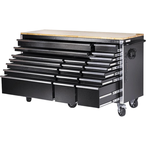 HDRC7220 HD Series Roller Cabinet, 20 Drawers, 72" W x 24" D x 42-3/10" H, Black Les Fournitures Industrielles Méga