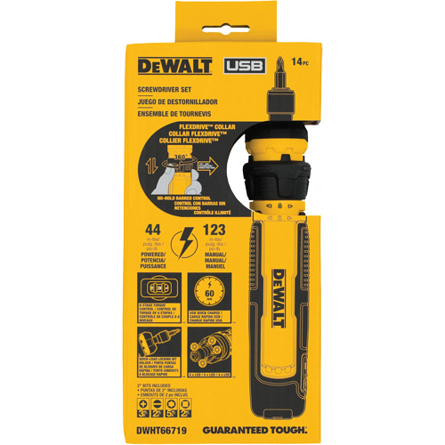 14-Piece Cordless Screwdriver Set with FLEXDRIVE Control, 4 V, 44 in-lbs/5 Nm Max. Torque Les Fournitures Industrielles Méga