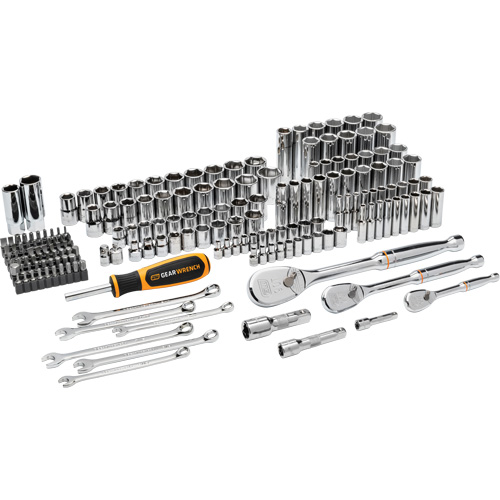 1/4", 3/8”, & 1/2" Drive 90T SAE/MM Mechanics Hand Tool Set Les Fournitures Industrielles Méga