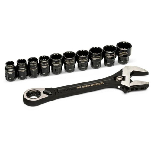 11-Piece Pass-Thru Adjustable Wrench Set, 8" L, 1-1/8" Max Width, Chrome/Polished Les Fournitures Industrielles Méga