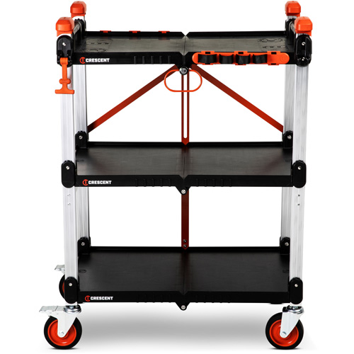 Chariot de chantier pliable &agrave; 3 &eacute;tag&egrave;res SITERUNNER, 30-3/5" lo x 20" la x 42-1/2" h, Noir Les Fournitures Industrielles Méga