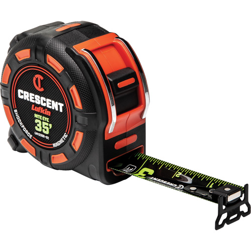 Shockforce NITE EYE Magnetic Tape Measure, 1-1/4" x 35', SAE Graduations Les Fournitures Industrielles Méga