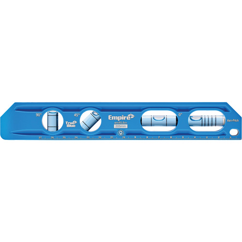 TRUE BLUE&reg; Die Cast Torpedo Level, 8" L, Aluminum, 4 Vials, Magnetic Les Fournitures Industrielles Méga
