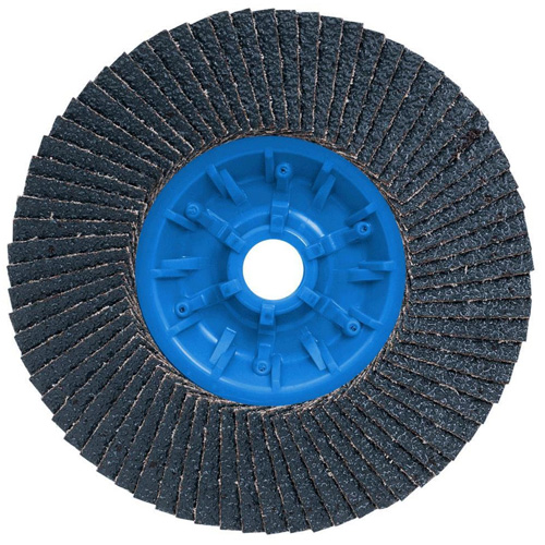 Disque &agrave; lamelles POWERBLEND TRM QC, 5" x 5/8"-11, Type 27, Grain Z40, Alumine de zirconium Les Fournitures Industrielles Méga