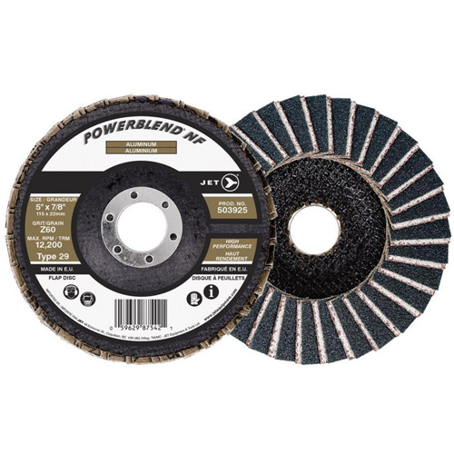 Disque &agrave; lamelles POWERBLEND NF, 5" x 7/8", Type 29, Grain Z60, Alumine de zirconium Les Fournitures Industrielles Méga
