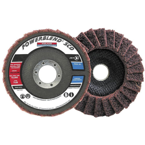Disque &agrave; lamelles incurv&eacute; pour traitement de surface POWERBLEND SCD, 5" x 7/8", Type 29, Grain Moyen Les Fournitures Industrielles Méga