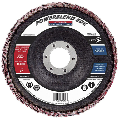 Disque &agrave; lamelles POWERBLEND EDG, 4-1/2" x 7/8", Type 27, Grain CG60, C&eacute;ramique Les Fournitures Industrielles Méga