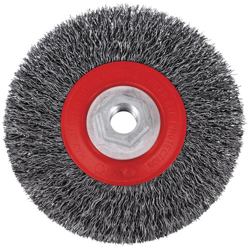 Brosse m&eacute;tallique &agrave; fils torsad&eacute;s &agrave; haut rendement 5C14T, 5" dia., Fils 0,014", Arbre 5/8"-11NC Les Fournitures Industrielles Méga