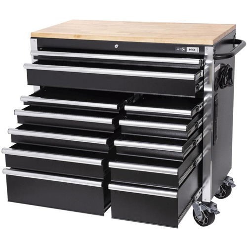 HDRC4112 HD Series Roller Cabinet, 12 Drawers, 41" W x 21" D x 40-3/10" H, Black Les Fournitures Industrielles Méga