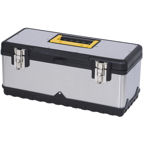 Coffre &agrave; outils portatif en acier inoxydable JPSTB-20, 9-63/100" P x 20" la x 8-7/8" h, Noir/Argent Les Fournitures Industrielles Méga