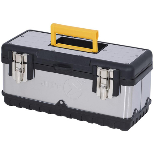 Coffre &agrave; outils portatif en acier inoxydable JPSTB-15, 6-1/4" P x 15" la x 7" h, Noir/Argent Les Fournitures Industrielles Méga