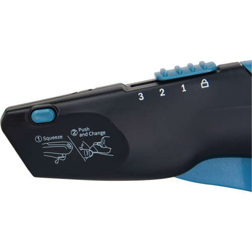 Couteau de s&eacute;curit&eacute; r&eacute;tractable READYEDGE, Acier inoxydable, Robuste, Prise en Plastique/Aluminium Les Fournitures Industrielles Méga