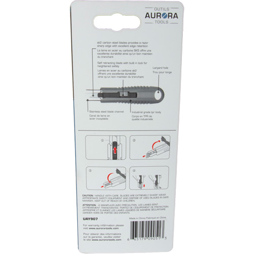 Standard-Duty Retractable Safety Knife, Stainless Steel, Rubber Handle Les Fournitures Industrielles Méga