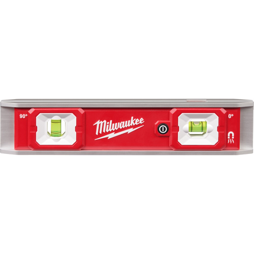Niveau torpille &eacute;quip&eacute;e de fioles lumineuses, 9" lo, Aluminium, 2 fioles, Magn&eacute;tique Les Fournitures Industrielles Méga