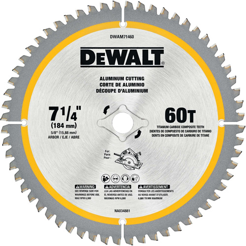 Tungsten Carbide-Tipped Steel Circular Saw Blade, 7-1/4", 60 Teeth, Non-Ferrous Use Les Fournitures Industrielles Méga