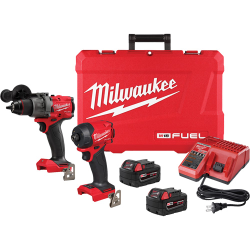 Ensemble &agrave; deux outils perceuse-visseuse &agrave; percussion &agrave; prise 1/2" M18 FUEL et visseuse hydraulique &agrave; prise hexagonale &agrave; prise 1/4" SURGE, Lithium-ion, 18 V Les Fournitures Industrielles Méga