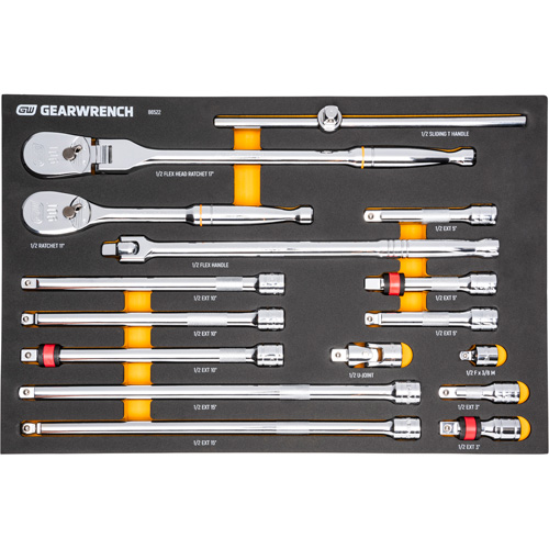1/2" 90-Tooth Ratchet & Drive Tool Set with Foam Storage Tray Les Fournitures Industrielles Méga