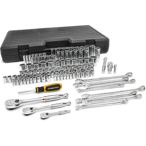 Jeu d'outils pour m&eacute;caniciens &agrave; 6 et 12 pans standards et profonds de 1/4", 3/8" et 1/2" SAE/m&eacute;triques Les Fournitures Industrielles Méga