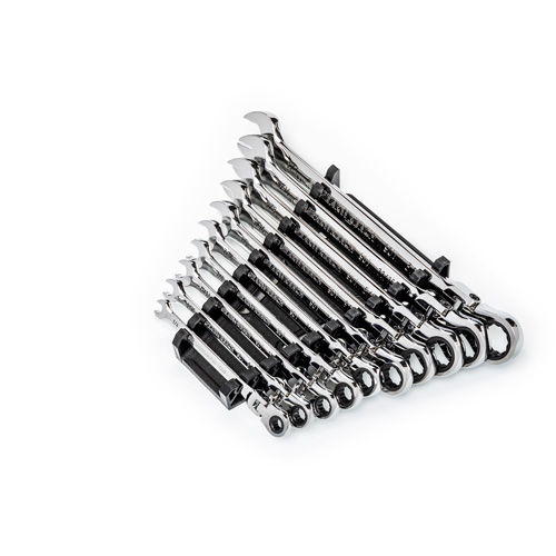 90-Tooth 12 Point SAE Wrench Set, Flex Head/Ratcheting Combination, 10 Pieces, Imperial Les Fournitures Industrielles Méga