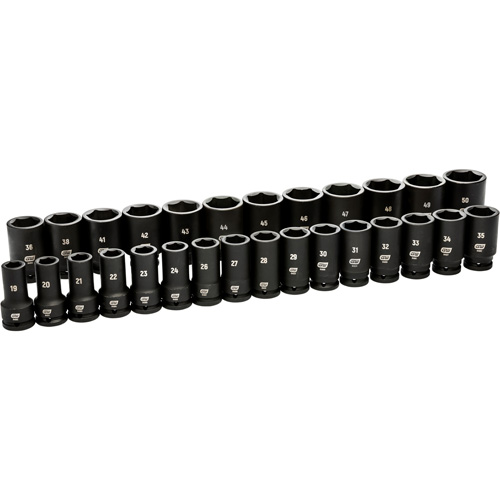 Jeu de douilles m&eacute;triques &agrave; 6 pans, 28 Mcx, Chocs, Prise de 3/4", Profond Les Fournitures Industrielles Méga