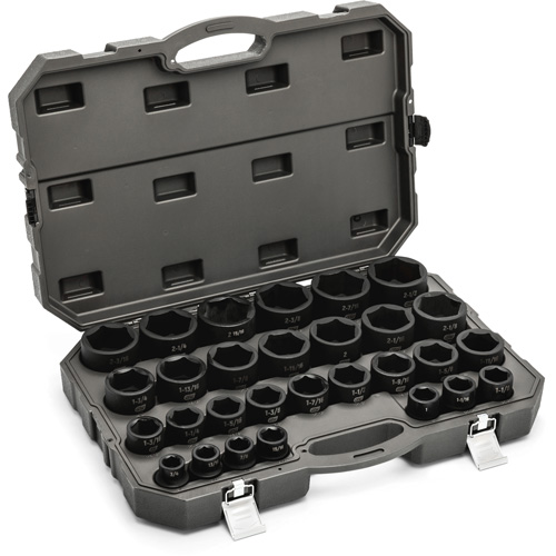 6 Point SAE Socket Set, 29 Pcs, Impact, 3/4" Drive Size Les Fournitures Industrielles Méga