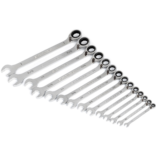 90-Tooth 12 Point SAE Reversible Ratcheting Wrench Set, Ratcheting Combination, 14 Pieces, Imperial Les Fournitures Industrielles Méga