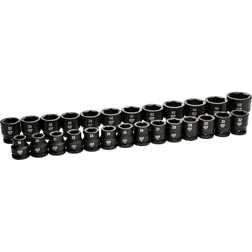 6 Point Metric Socket Set, 26 Pcs, Impact, 3/4" Drive Size Les Fournitures Industrielles Méga