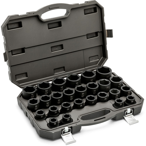 6 Point Metric Socket Set, 26 Pcs, Impact, 3/4" Drive Size Les Fournitures Industrielles Méga