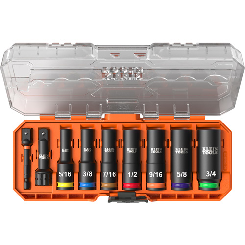 KNECT Drive Socket Set, 9 Pcs, Impact, 3/8" Drive Size, Deep Les Fournitures Industrielles Méga
