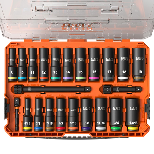 KNECT Drive Socket Set, 23 Pcs, Impact, 3/8" Drive Size, Deep Les Fournitures Industrielles Méga