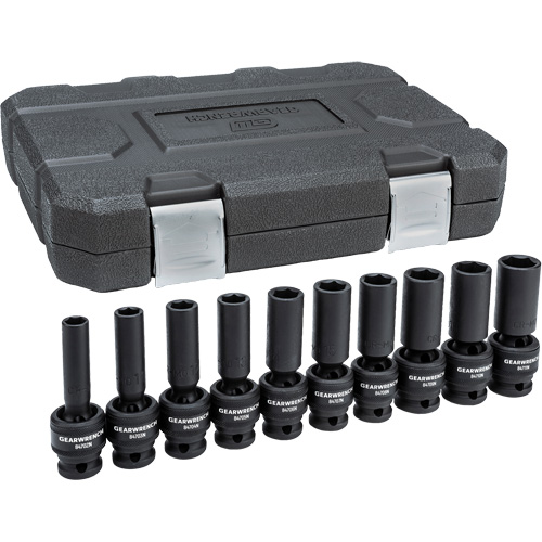 6-Point Universal Metric Socket Set, 10 Pcs, Impact, 1/2" Drive Size, Deep Les Fournitures Industrielles Méga