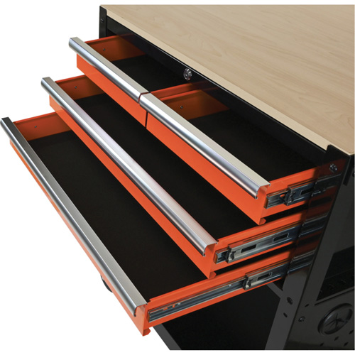 Utility Cart, 4 Drawers, Black/Orange Les Fournitures Industrielles Méga