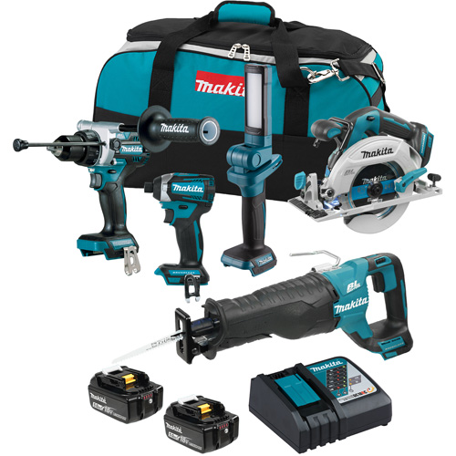 Ensemble de 5 outils sans fil LXT &agrave; moteur sans balais, Lithium-ion, 18 V Les Fournitures Industrielles Méga