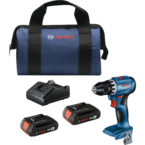 Compact Brushless Drill/Driver Kit, Lithium-Ion, 18 V, 1/2" Chuck, 400 in-lbs. Torque Les Fournitures Industrielles Méga