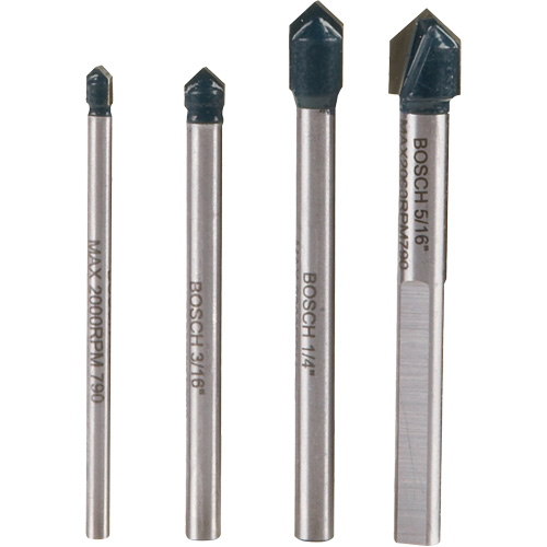 Glass & Tile Drill Bit Set, 4 Pieces, Carbide Les Fournitures Industrielles Méga