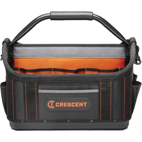 Sac ouvert de 17" pour outils d'ouvrier, Polyester, 25 pochettes, Noir/Orange Les Fournitures Industrielles Méga