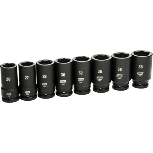 6 Point SAE Socket Set, 8 Pcs, Impact, 3/4" Drive Size, Deep Les Fournitures Industrielles Méga