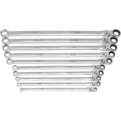 120XP Universal Spline XL Flex Head GearBox Wrench Set, Ratcheting Box, 10 Pieces, Imperial Les Fournitures Industrielles Méga