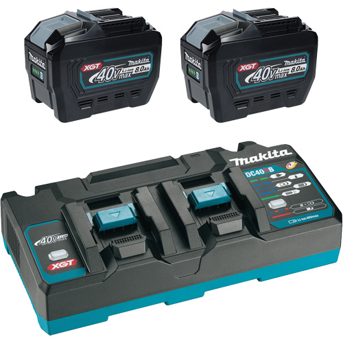 Ensemble de d&eacute;part XGT avec chargeur rapide &agrave; deux ports et deux batteries de 8?Ah, 40 V, Lithium-ion Les Fournitures Industrielles Méga