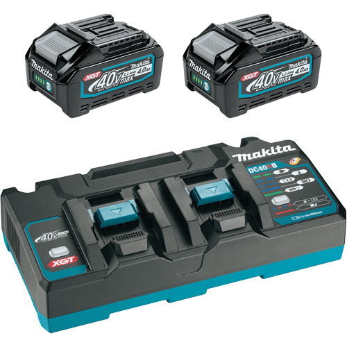Ensemble de d&eacute;part XGT avec chargeur rapide &agrave; deux ports et deux batteries de 4?Ah, 40 V, Lithium-ion Les Fournitures Industrielles Méga